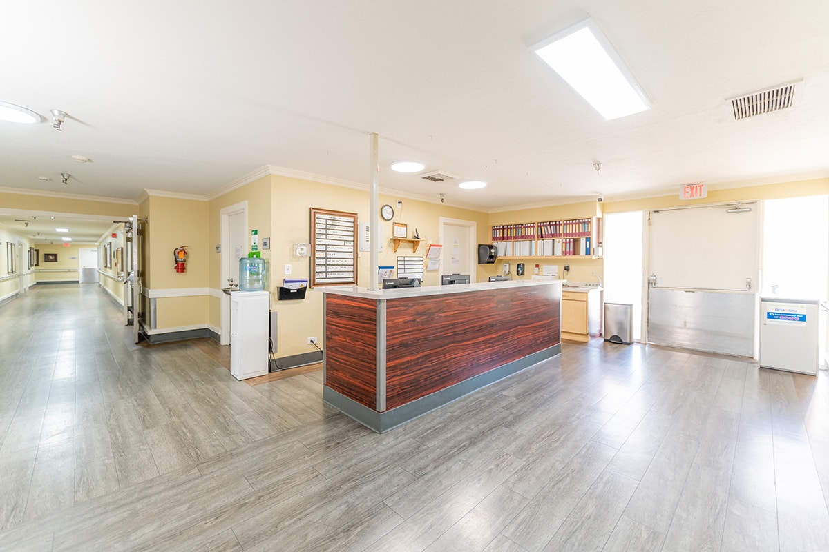 A nurses desk at Redlands Healthcare Center