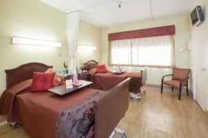 A residents shared room at Redlands Healthcare Center