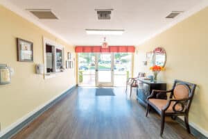 The entrance to Redlands Healthcare Center