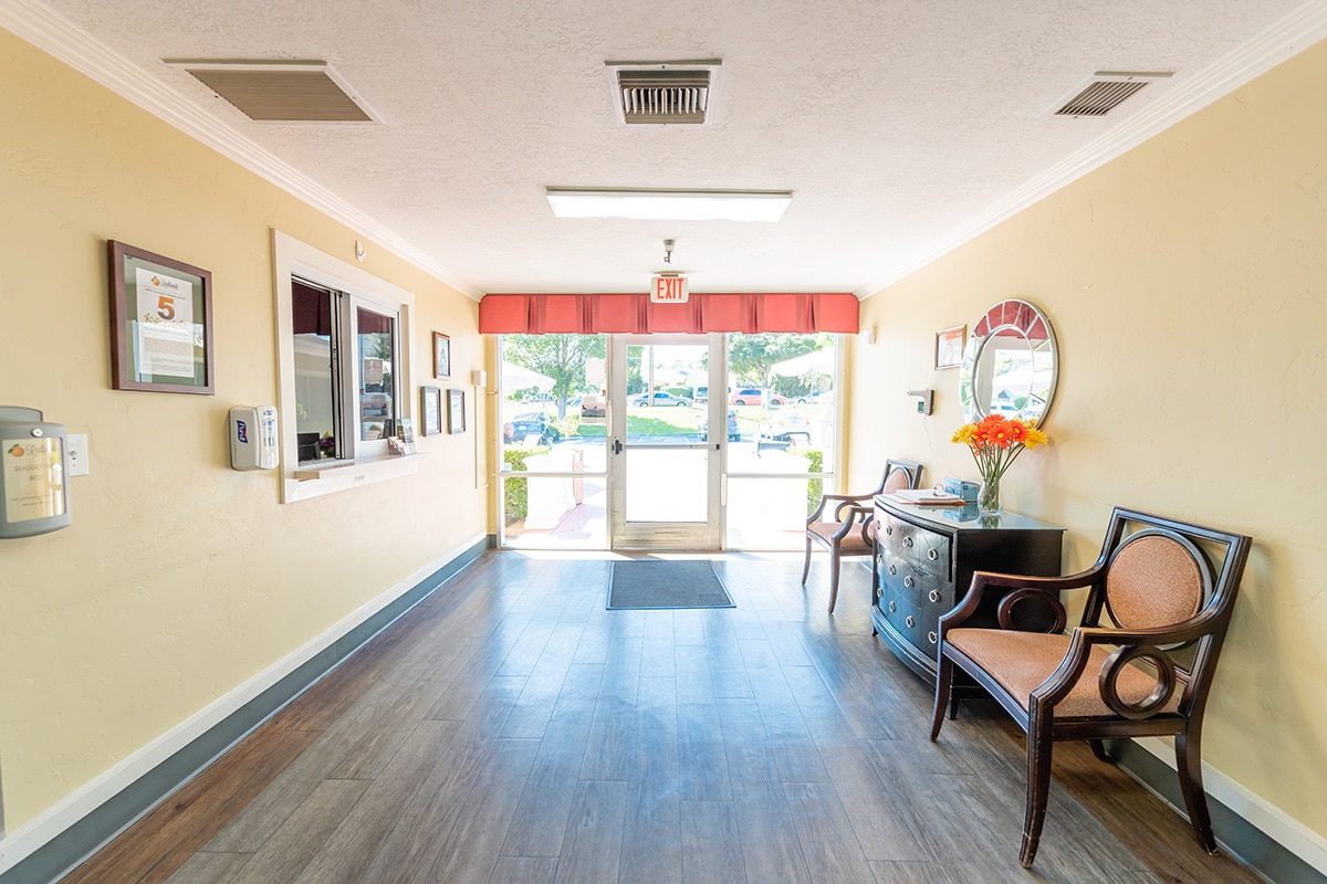 The entrance to Redlands Healthcare Center