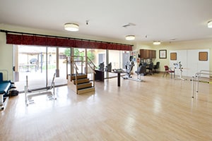 The rehabilitation room at Redlands Healthcare Center